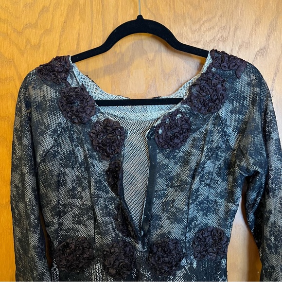 Vintage Blk Lace OOAK Handmade Formal Silver Dress - Picture 15 of 16